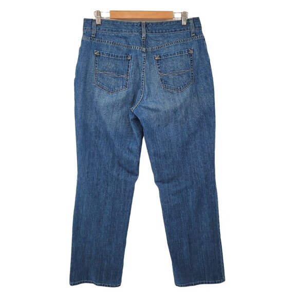 L.L. Bean Favorite Fit Womens Straight Leg Jeans Sz 14M Mid Rise Medium Wash - Picture 2 of 9